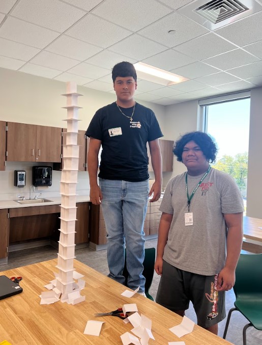 CTENCISD's tweet photo. West Fork High School Principles of Architecture students prototyped, designed, and built the tallest tower they could using just 100 index cards and scissors. No glue or tape allowed! How tall do you think they went? #NCISDconneCTEd #gogators #WFHS #buildingtheirfuture https://t.co/PJqOHCVshl