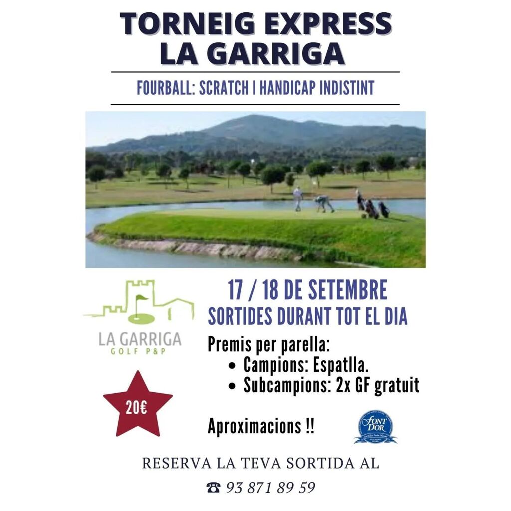 golflagarriga's tweet photo. Amics! Proper cap de setmana tenim Torneig Express al nostre camp. Aquí teniu el póster amb tota la informació. Us esperem!! #golf #pitchandputt #footgolf #par3 #lagarriga #golflagarriga #pitchandputtcatala #pitchcat #sol #amics #força #salut #instagolf … https://t.co/TkMTNoskT7 https://t.co/BtkWADwv8z