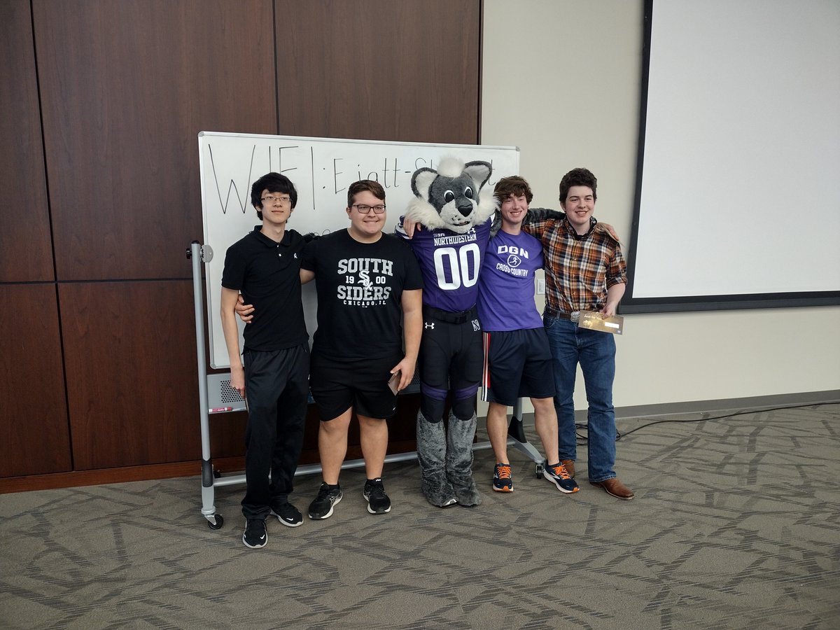 Congratulations to Tianrui Tao, Andrew Cerne, Luke Marohn and Eamon Casey for taking 1st place in the IBEW-NECA STEM Day Challenge! Thank you IBEW 134 for hosting!  #WeAreDGN <a href="/DownersNorth/">DGN</a> <a href="/IBEW/">IBEW</a>