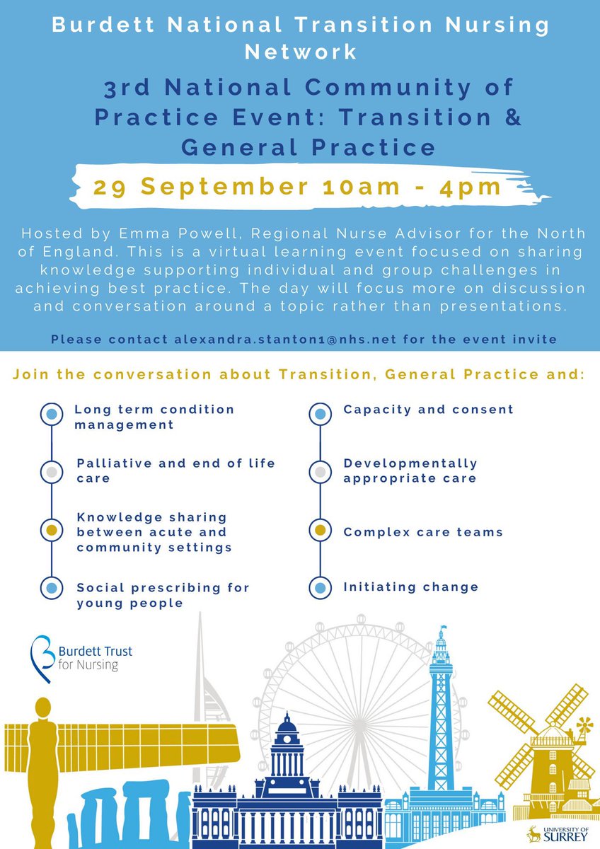 Burdett Transition Network (@burdettnetwork) on Twitter photo 📢Upcoming Community of Practice event on 29 September focused on Transition and General Practice. Hosted by <a href="/EmmaPowellNHS/">Emma Powell</a>
All are welcome to attend and join the conversation. Please get in touch for an invite 📧 📢Upcoming Community of Practice event on 29 September focused on Transition and General Practice. Hosted by <a href="/EmmaPowellNHS/">Emma Powell</a>
All are welcome to attend and join the conversation. Please get in touch for an invite 📧