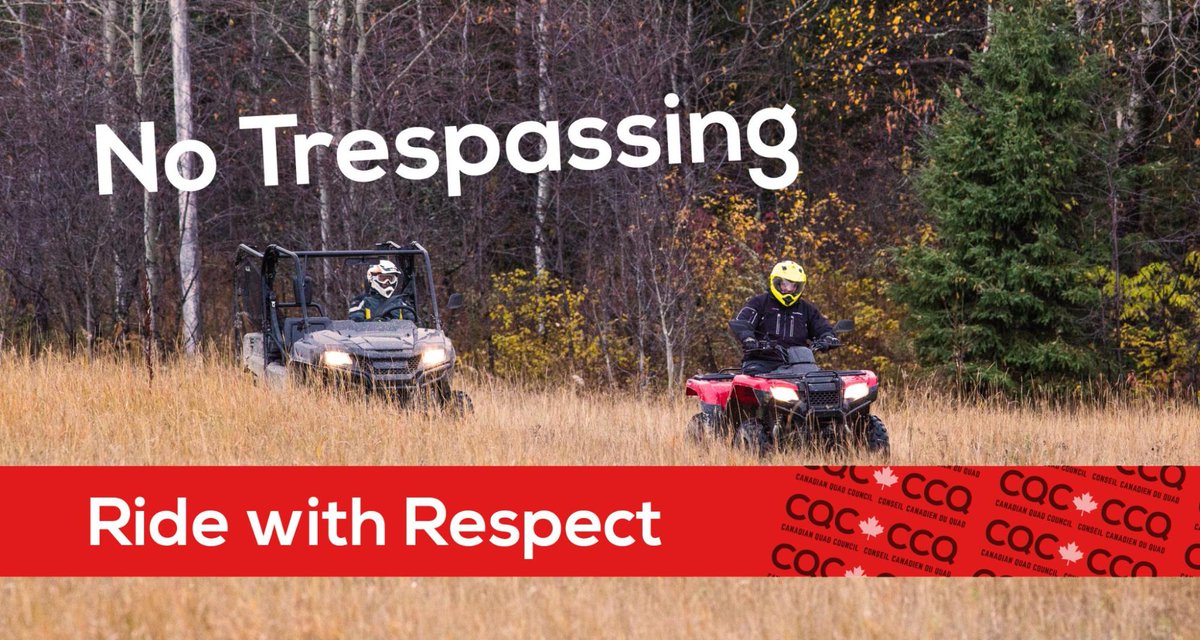 Friendly reminder to never trespass! Only ride on public trails or face charges under the trespass to property act or the Off-Road Vehicles Act. #rideresponsibly #RideWithRespect
