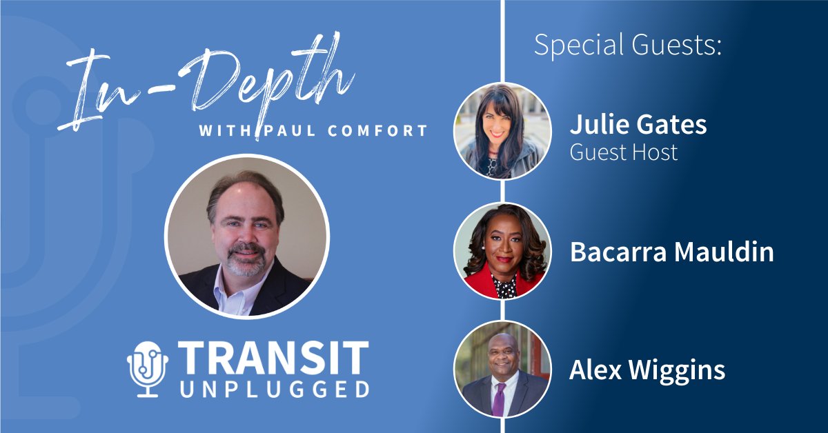 TransitUnplug's tweet photo. Today on @TransitUnplug, guest host @JulieJGates interviews @comfortpaul about his upcoming book. We also hear from special guests @MauldinBacarra, COS at @RideMATA about Paul's book and @BigAZW CEO at @NewOrleansRTA about #diversity and #inclusion: https://t.co/kKEPNzqxli https://t.co/fc5BQ2WESN