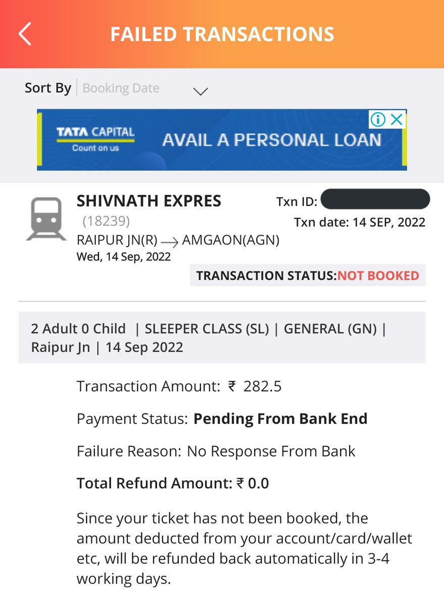kundragun's tweet photo. Dear @IRCTCofficial Today I am Booking Ticket For Shivnath Express From Raipur To Amgaon. I filled the form. And proceed the payment from @PhonePe Following Amount Of Ticket Deducted From My Bank but your irct account showed me error and the ticket for my journey didn't receive. https://t.co/dtRquNjFlo