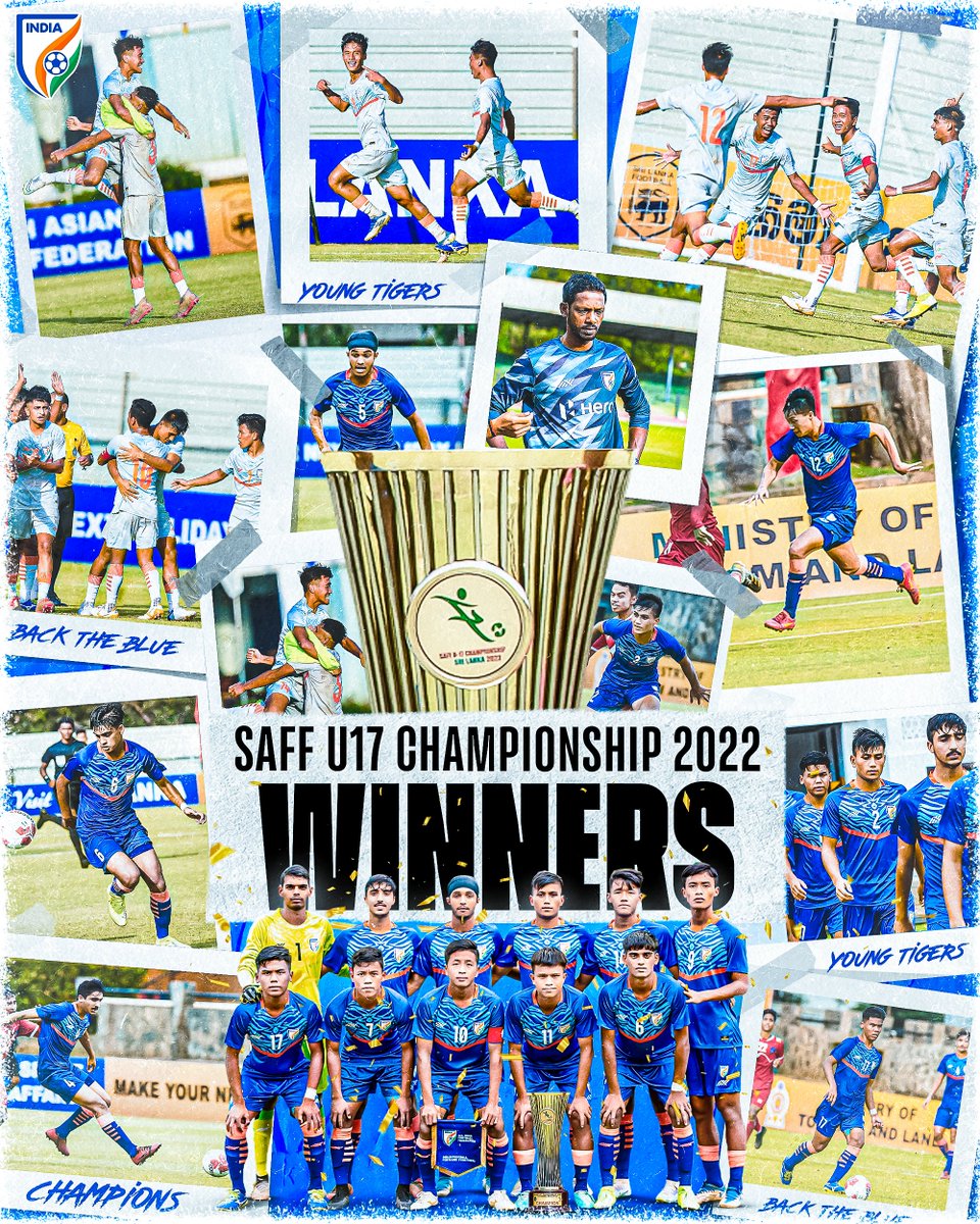 IndianFootball's tweet photo. 🏆 CHAMPIONS 🏆

A dominant display by India means we take home the title, as the referee blows the FULL-TIME whistle! 🤩

🇮🇳 4-0 🇳🇵

📺 https://t.co/hvpMrSCF3o

#INDNEP ⚔️ #SAFFU17 🏆 #BackTheBlue 💙 #IndianFootball ⚽ https://t.co/LGceJ0EF92