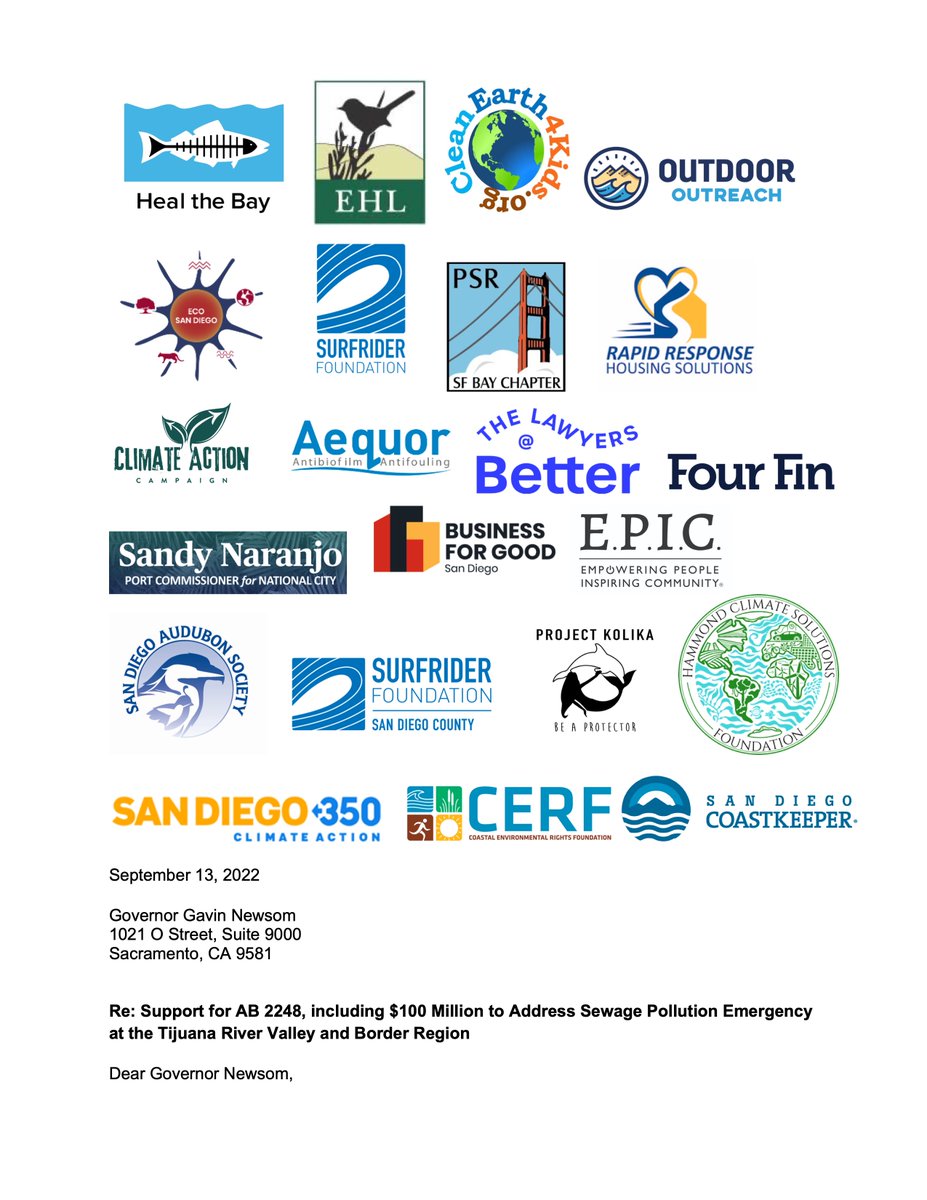 SurfriderSD's tweet photo. @CAgovernor @GavinNewsom please sign #AB2248 into law which to provide $100m for border water quality solutions. Help improve the lives of South San Diego's population, whose needs for clean water &amp; healthy beaches have been neglected for FAR TOO LONG. https://t.co/AxNvzNIeEv