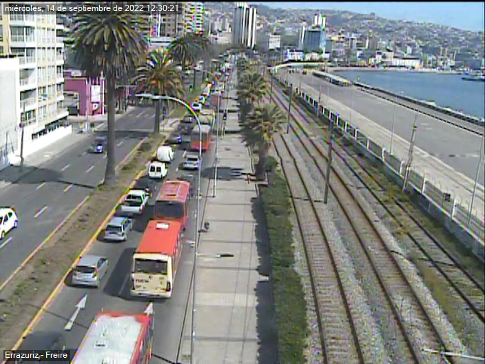 TTIValparaiso's tweet photo. AHORA [12:31] #Valpariso: congestión en Av. Errázuriz desde Rodríguez hasta Sotomayor en dirección Puerto. Respete distancias entre vehículos. https://t.co/CXqHwaWp62