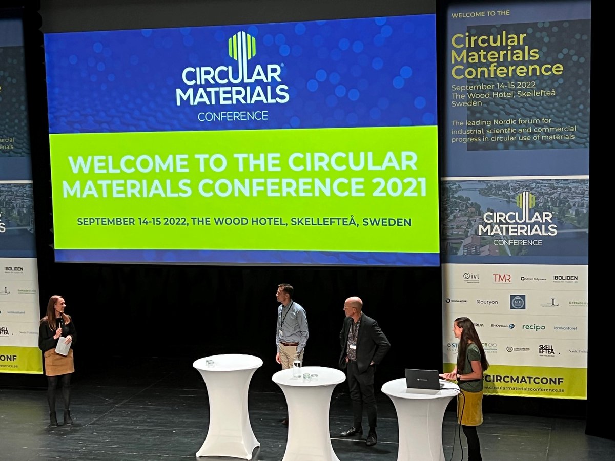 Last panel discussion for today:
“The challenges to become circular - novel solutions”
with Christian Håkansson from TMR, Dag Duberg from Tarkett and Wiebke Reim from LTU with moderator Lisa Ek.

#CircMatConf