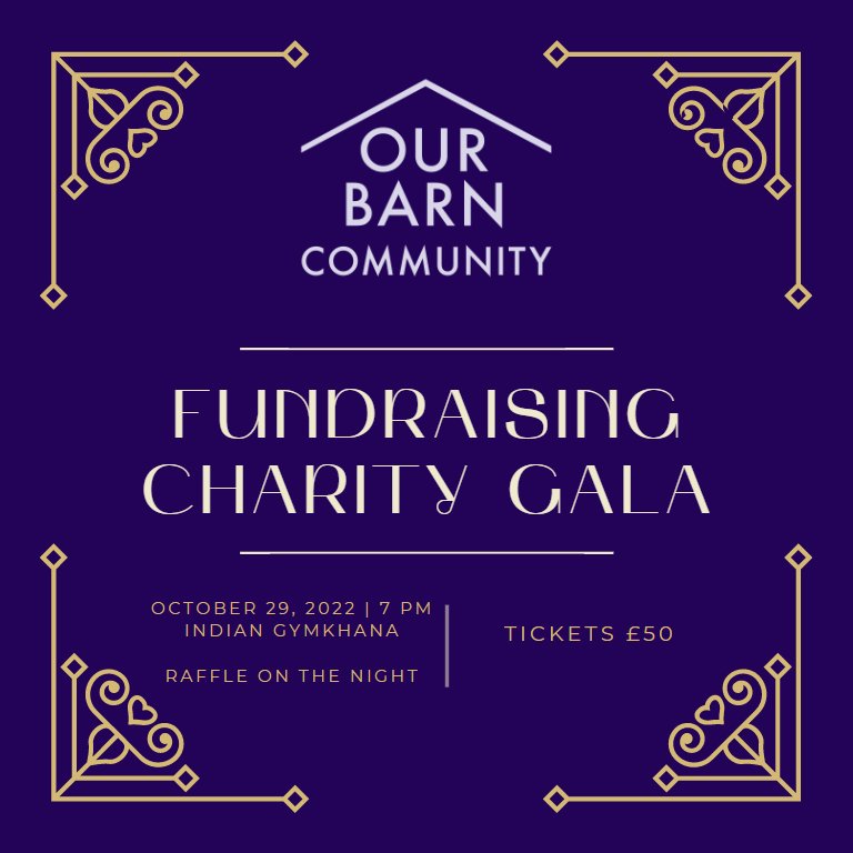 We are delighted to announce the sale of the @Our_barn Community Fundraising Gala tickets.  celebrating 10 years, join us on the night. #charitygala #celebrating10years #ourbarncommunity #fundraising #raffle #youthcharity
Purchase your tickets here our-barn-community.sumup.link