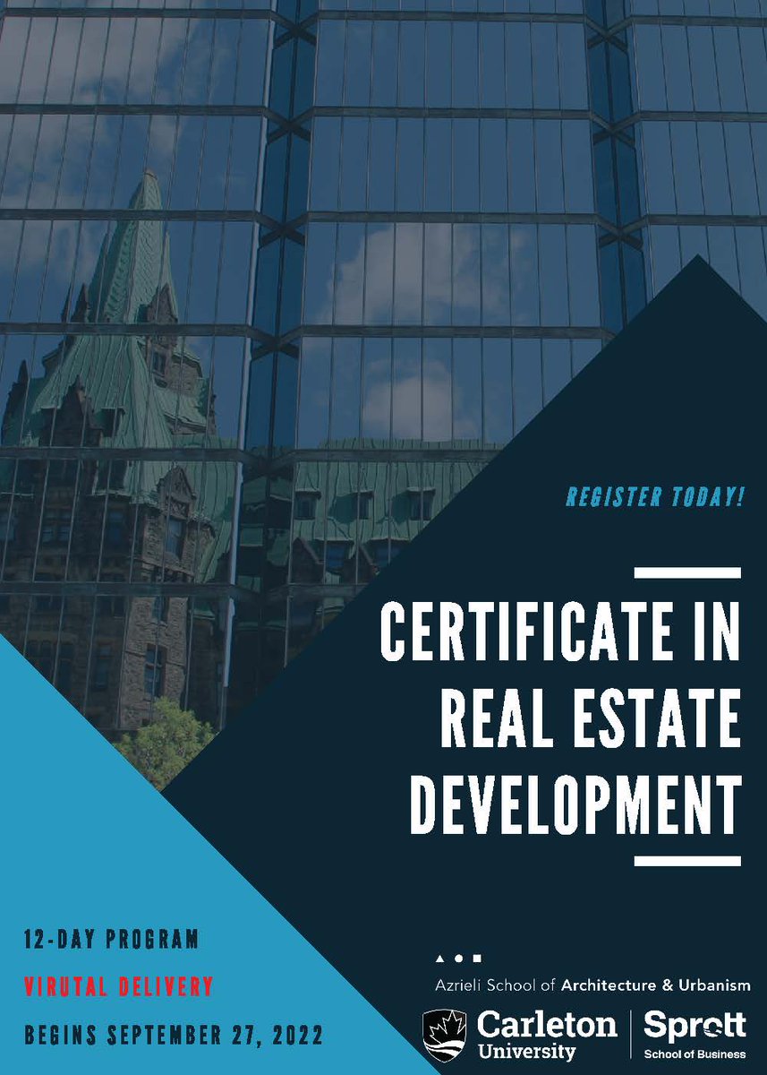 The Certificate in Real Estate Development program starts Sept. 27. Students will acquire the know-how, language, &amp; contacts required to smoothly navigate the complex network of parties involved in real estate development. Register today: cutt.ly/nC0ATRZ
