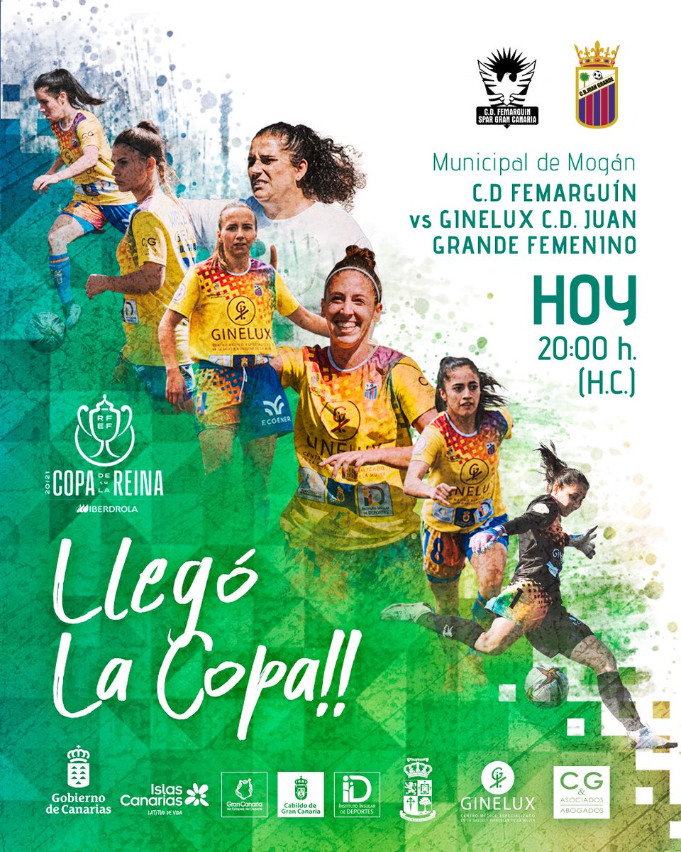 🔛👇🏻 ¡HOY es día de partido, hoy es día de #CopaDeLaReina! ¡Te esperamos afición!

🆚 <a href="/CDFEMARGUIN/">C.D. Femarguín SPAR Gran Canaria</a> 
⏰ 20:00h (HC) 
🏟 Municipal de Mogán 

📲 Síguelo minuto a minuto en nuestro Twitter oficial