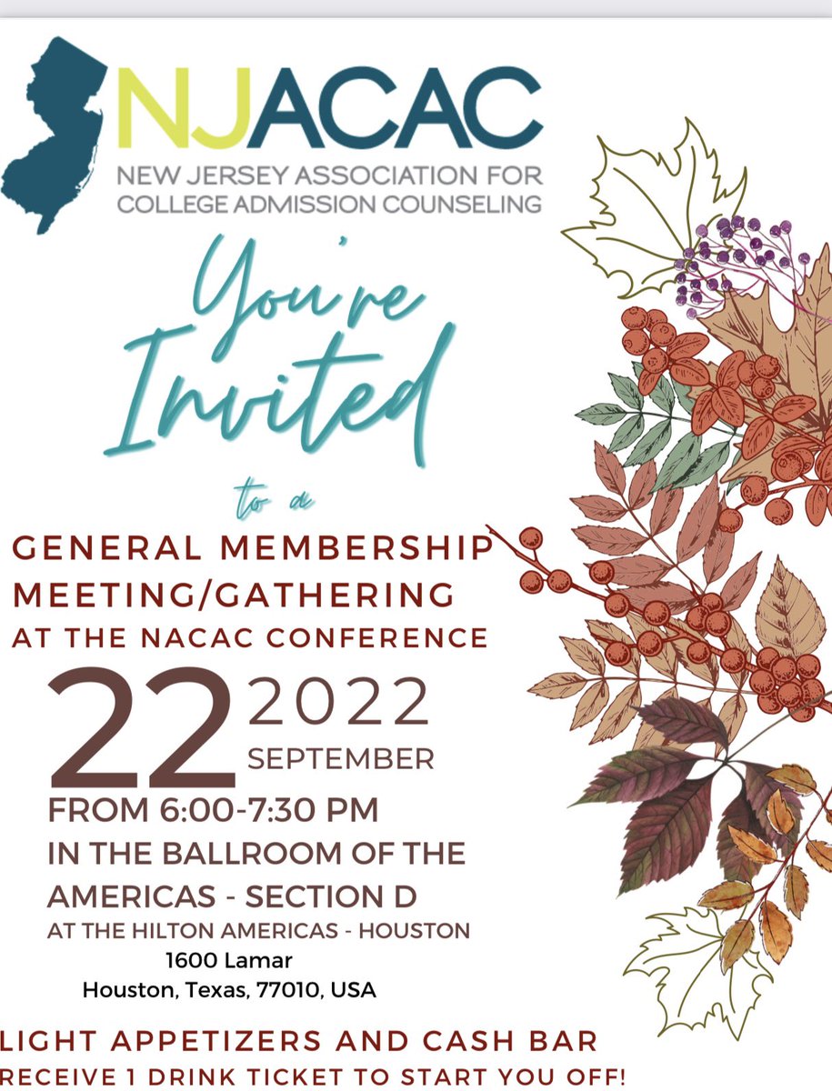 Attending NACAC in Houston, TX this year???? Join us for our general membership meeting!