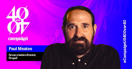 CampaignLiveUS's tweet photo. @MeatesPaul, @droga5, has earned a spot on this year’s 40 over 40 list. Congratulations! #Campaign40over40 #CampaignUS https://t.co/zUw5dWzVaM 

Register here: https://t.co/hIA4Wb5a3m https://t.co/a9vDFmnoq2