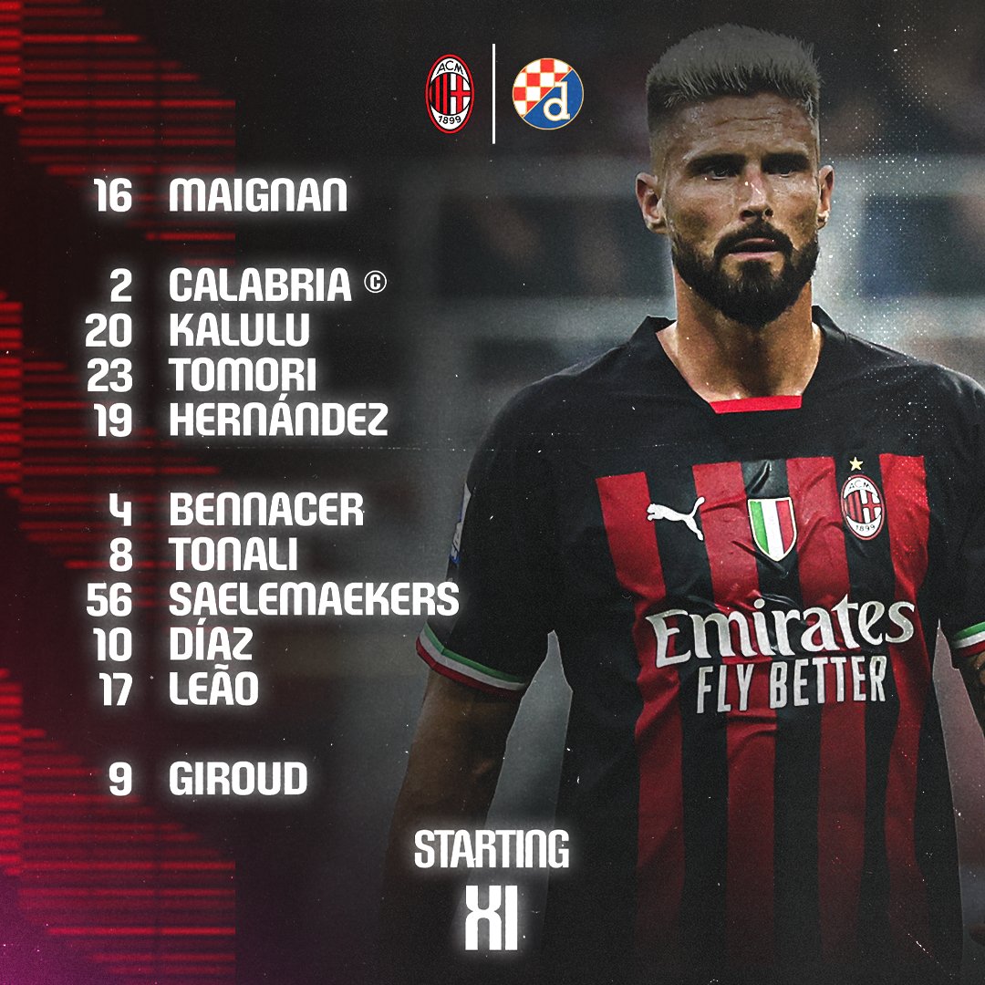 AC Milan on "#ACMGNKD: team news! 📋 @Brahim returns to the starting 11 ✨ #UCL #SempreMilan https://t.co/PdTJnLTRP9" / Twitter