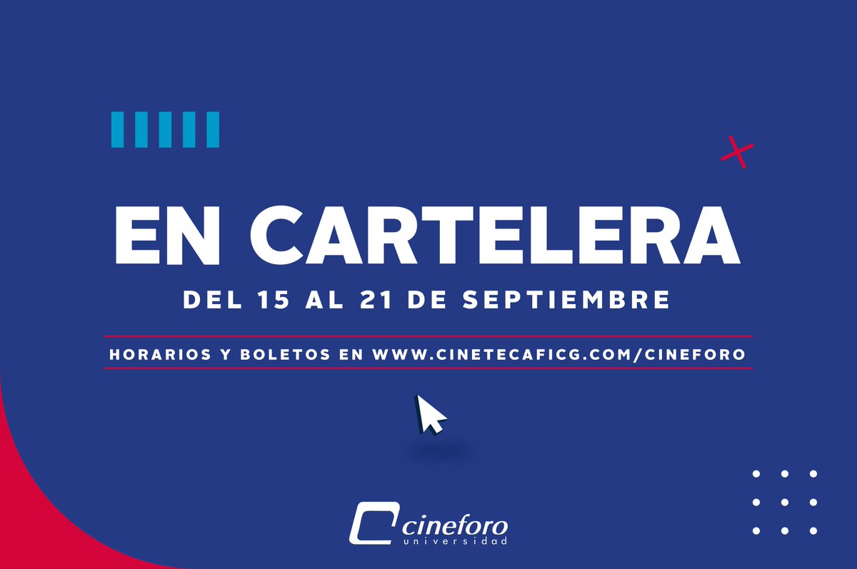 CineforoUdeG's tweet photo. ¡Checa nuestra cartelera del 15 al 21 de septiembre! Disfruta de #MoonageDaydream y el #41Foro Internacional de la @CinetecaMexico.

📌 Todos los lunes boletos 2x1 🎟️🎟️ en taquilla.
📌 Miércoles entrada general 30 pesos.

[1/4] 🧵 https://t.co/X2zim1CPOn