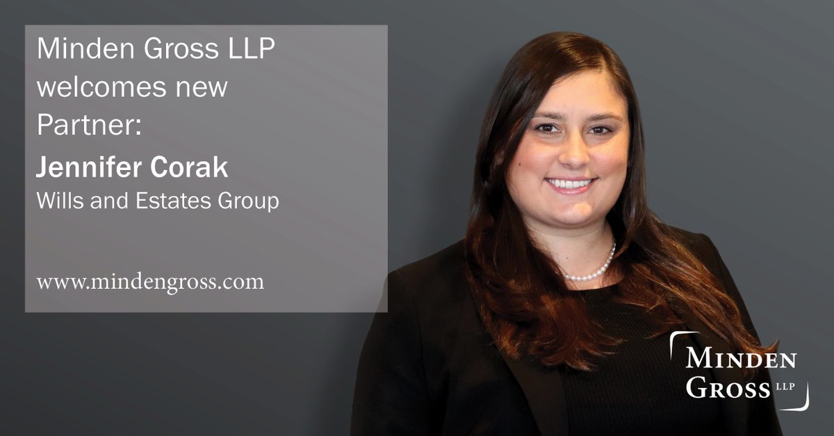 MindenGross's tweet photo. .@MindenGross welcomes Jennifer Corak to its #Wills and #Estates Group. She guides clients through a range of general wills &amp; estates matters, incl. will &amp; #probateplanning, incapacity planning, estates &amp; trust taxation, &amp; #estateadministration. Read:  https://t.co/hFiXbh525i https://t.co/SaEjBEvg8E