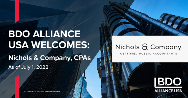 Join @BDO_USA Alliance USA in welcoming one of its newest CPA Alliance members Nichols & Company, CPAs based in Westerville, Ohio. They serve mid-sized businesses and their owners, especially in and around Westerville. #BDOAllianceWelcomes bit.ly/3eRb1Uj