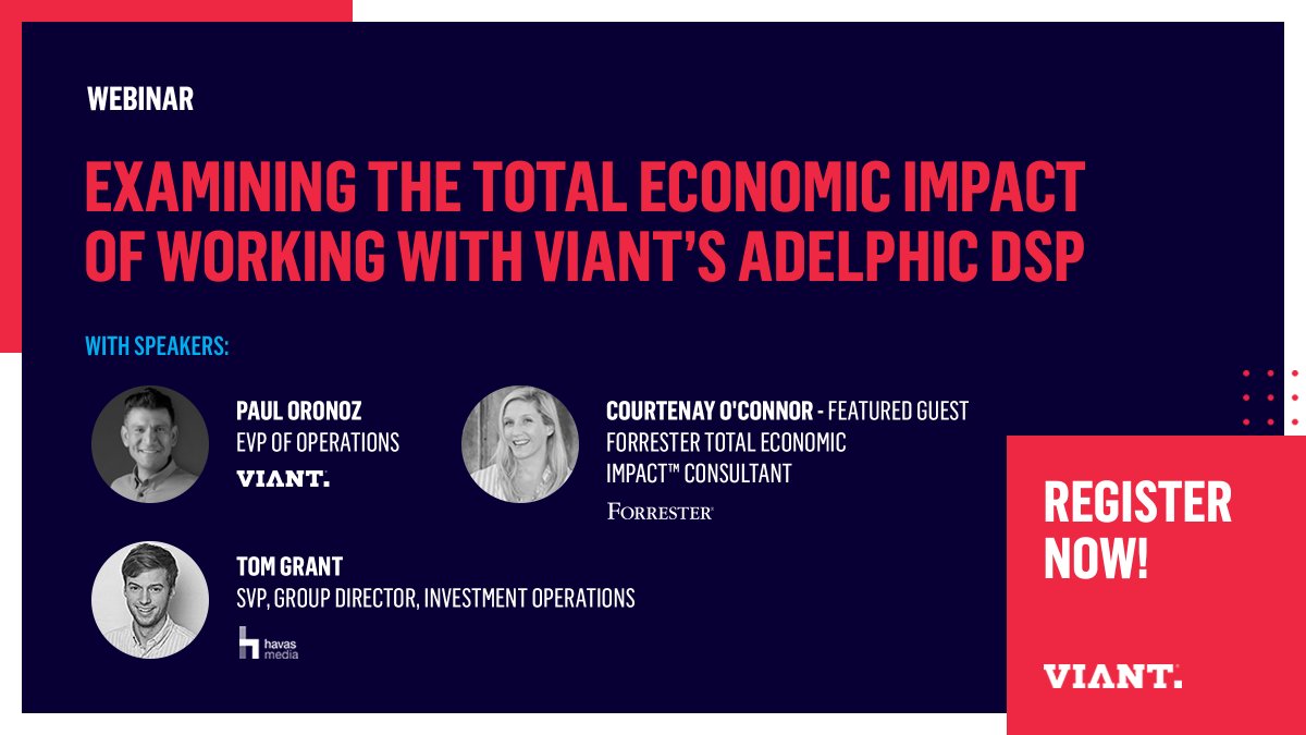 viant_tech's tweet image. Today’s the Day — “Examining The Total Economic Impact of Working with Viant’s Adelphic DSP” starts at 1pm ET / 10 am PT! Register here: bit.ly/3zVqlGw.

#TEI #AdelphicDSP #Viant #Forrester