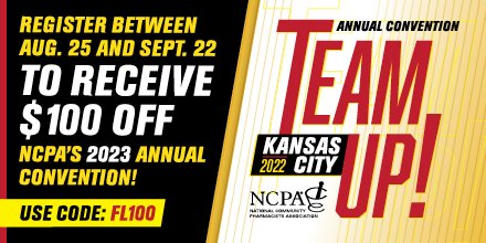 Commpharmacy's tweet photo. #NCPA2022 is just a few weeks away and our team is getting excited!

Not registered? No problem – register before 9/22 to get $100 off.
Enter code FL100 in the 2023 promo code box.
https://t.co/fikKG4ZWOf

*Promotion applicable to Owner/Managers or Staff Pharmacists. https://t.co/3GC32LLHRz