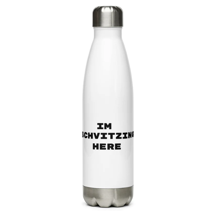 KosherDrip's tweet photo. It's still sweltering outside, make sure to stay hydrated while you schvitz! "I'm Schvitzing Here" Stainless Steel Waterbottle available now at https://t.co/0HckuKU9G6!

#schvitzing #schvitz #yiddish #jew #Jewish #judaica #RoshHashanah #waterbottle #recycling #Sustainable https://t.co/bWmLWz38b5