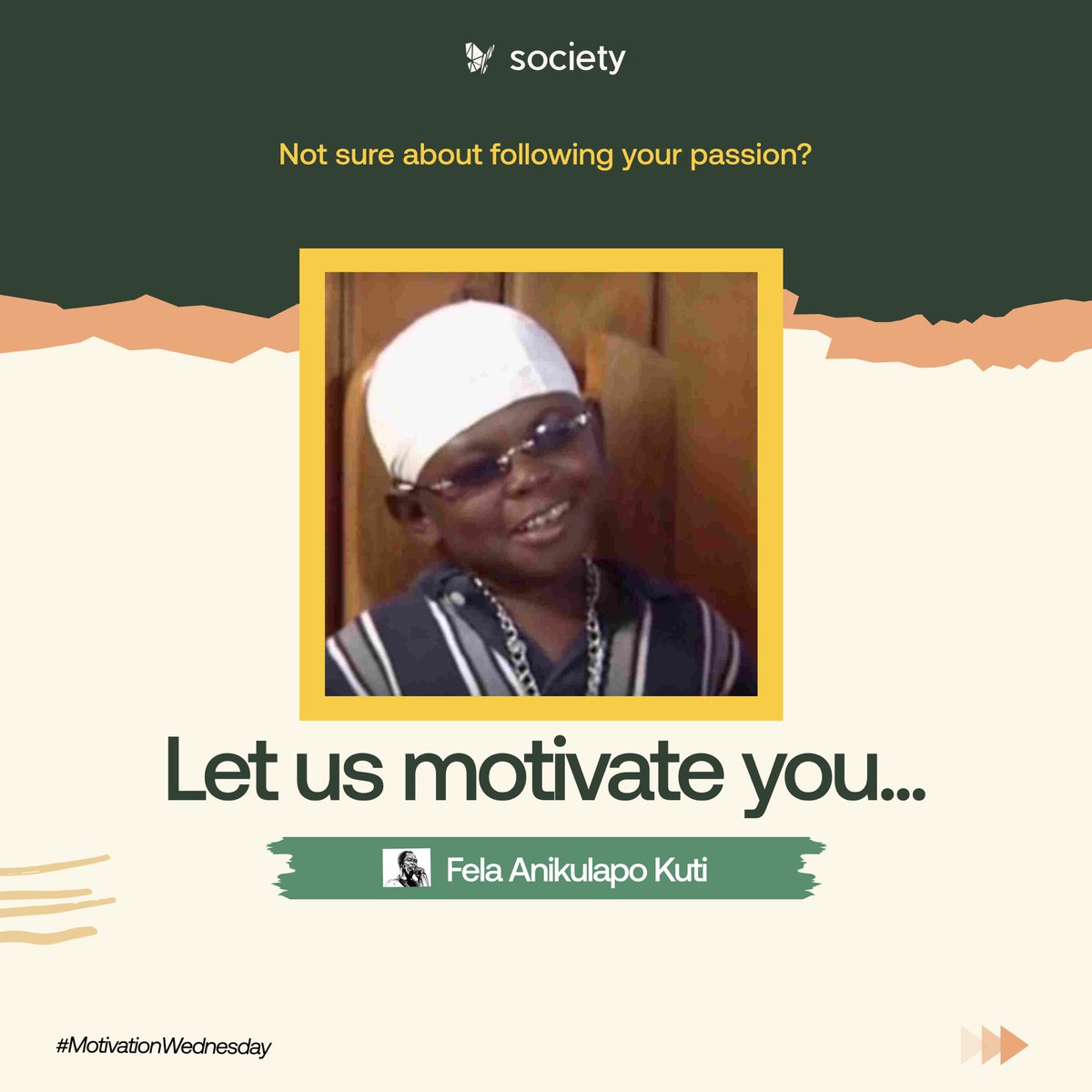societydotorg_'s tweet photo. It’s the middle of the week; if you need a little more ginger to keep you going we’ve got some motivation for you. 

#passion #motivation #societydotorg #felakuti #chaseyourpassion https://t.co/4r8Jdh8KOi
