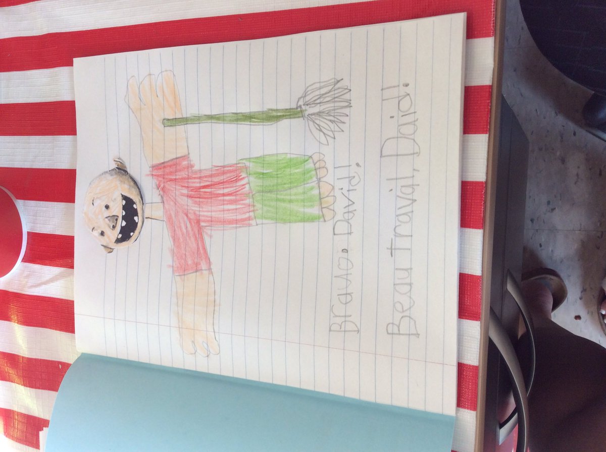 We read all about David and the rules he doesn’t follow, then we wrote/drew a “Beau travail/Bravo David!” Good work David et Beau travail les amis! ⭐️⭐️⭐️