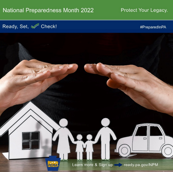 aid_in_pa's tweet photo. September is #NationalPreparednessMonth! 

Theme: “A Lasting Legacy: The life you’ve built is worth protecting. Prepare for disasters to create a lasting legacy for you and your family.”👨‍👩‍👧‍👦 #PreparedInPA 
 
Learn more in @PEMAHQ's ​#ReadyPA Newsletter! https://t.co/wwb1pEvPjx https://t.co/NtZq5jvCxn