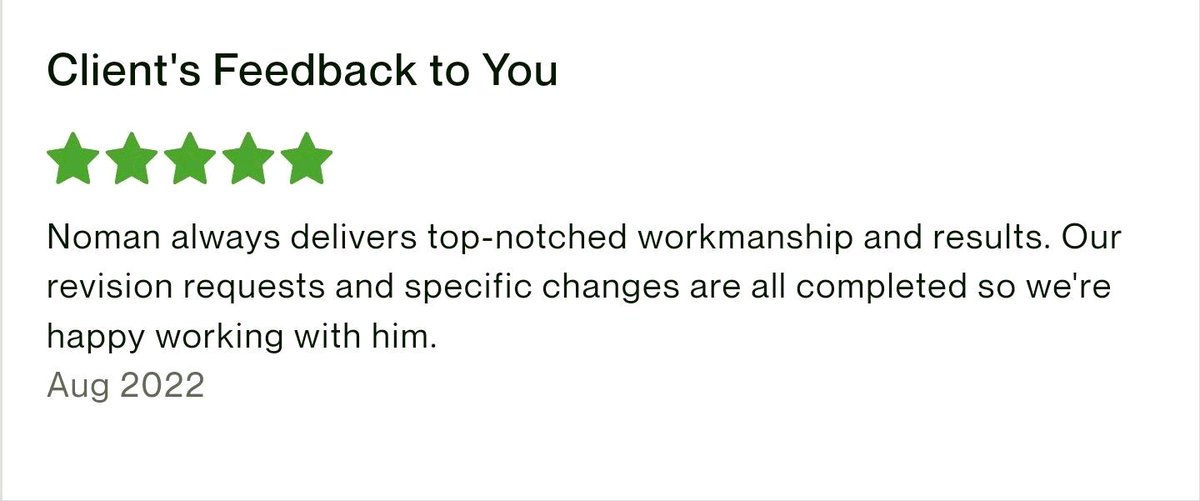 fullstackdev33's tweet image. Positive feedback always gives the satisfaction on your efforts Upwork. Thanks for giving us this great platform.
If anyone need help then DM...
upwork.com/freelancers/~0…
#freelancers #freelancedeveloper #upworksuccess #upworkfreelancer #programming #upwork #SHUTDOWN #Ukraine