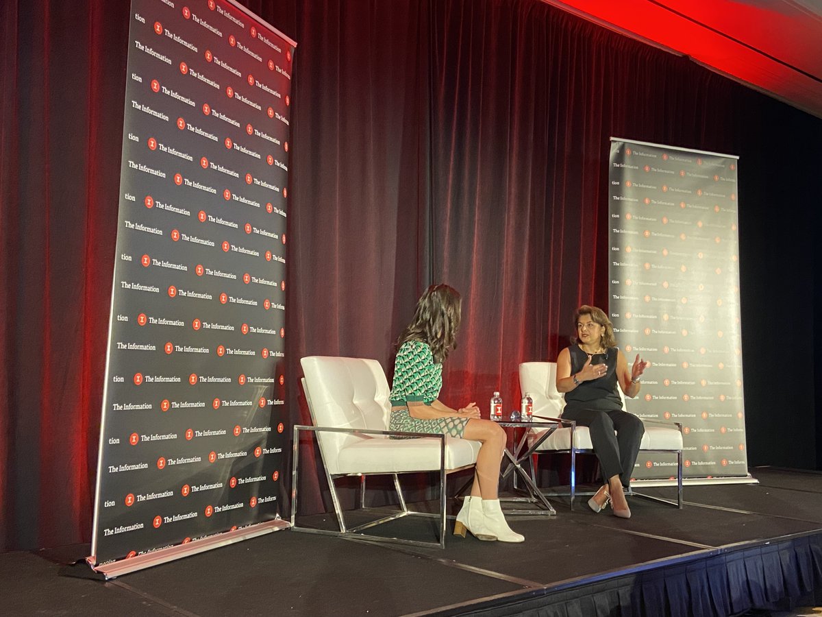 POLITICOPress's tweet photo. Happening now: POLITICO Media Group CEO @GoliSheik in conversation with @theinformation Founder &amp; CEO @Jessicalessin at the #TIWTF Summit. https://t.co/FERhUx0Gpr