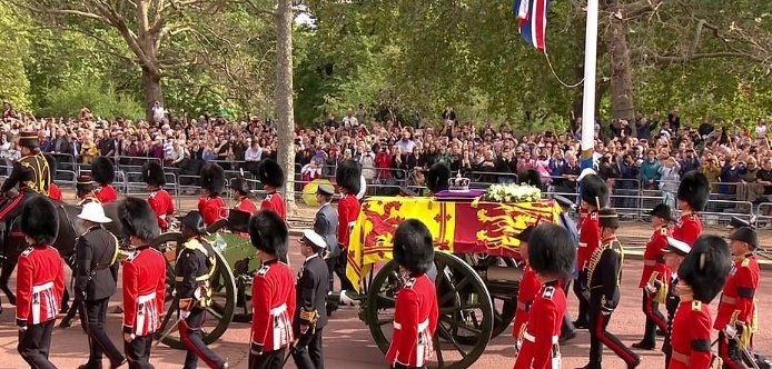 The Prince of Wales walking side-by-side with his brother The Duke of Sussex, behind their grand mother's coffin from Buckingham Palace to Westminster Hall. God bless Her Majesty.
