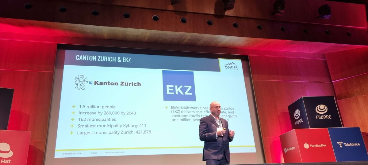 OrchestraCityEU's tweet photo. On stage at #FIWARESummit22 presenting the OrchestraCities-EKZ usecase.
"Building a multi city offer for @EKZenergie and @CantonZurich"

#sustainability #opensourcesoftware #opendata #smartcities #smartcommunities #swissmade 
@Martel_Innovate
@chicco785 @MoniqueCalisti @FIWARE https://t.co/Kj1pVbPxJL