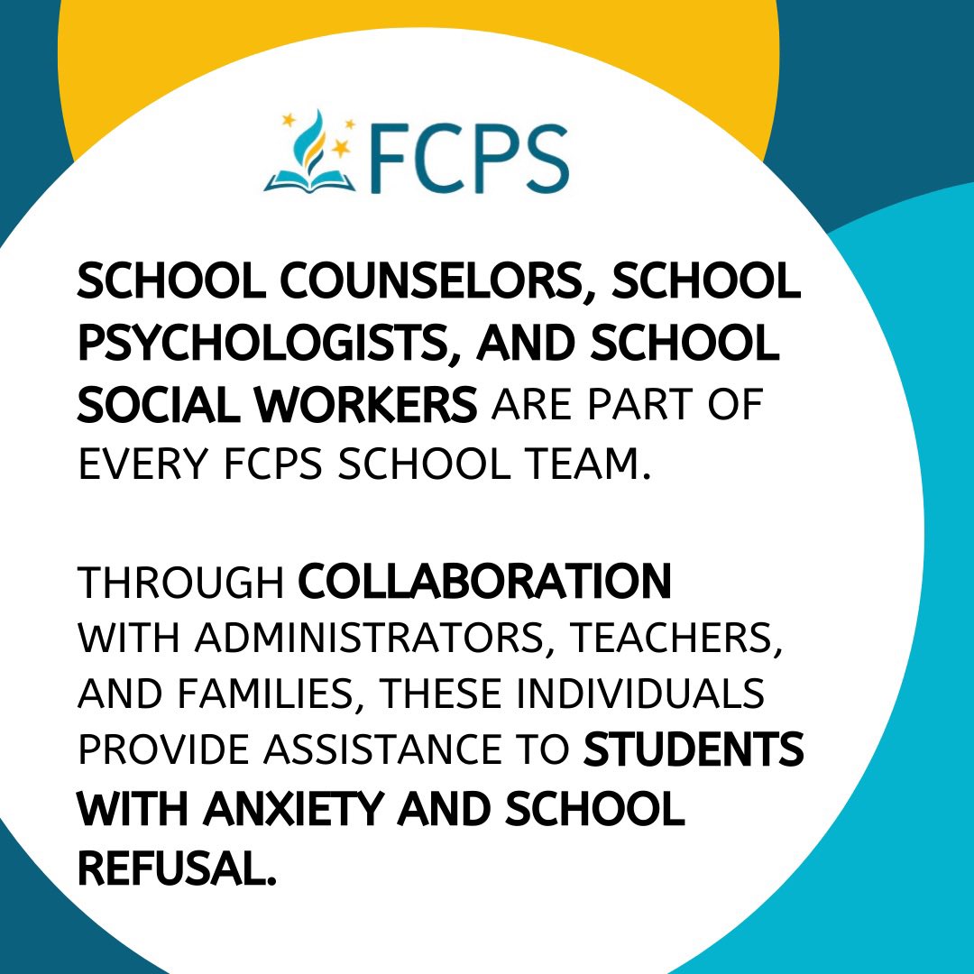 FCPSPsychs's tweet photo. #tipfortoday for #attendanceawarenessmonth. School teams can help! While clinical support from your student’s school is not a substitute for mental health treatment, the school psychologist, social worker, & school counselors, are able to collaborate and help you! @fcpsnews https://t.co/7skM1XOnyU