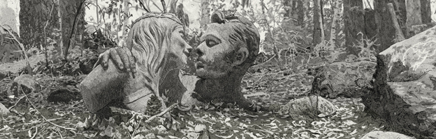 KathyAoki's tweet photo. Did you ever wish Jeff Koons’ art would just go away?  
Imagine a strong-willed, female art collector who purchases Koons’ sculptures, half-buries them on her estate, and subjects them to accelerated degradation…
See: "Koons Ruins at the James Estate"
https://t.co/hZf62YwkS5 https://t.co/Dy6O9FWKE0