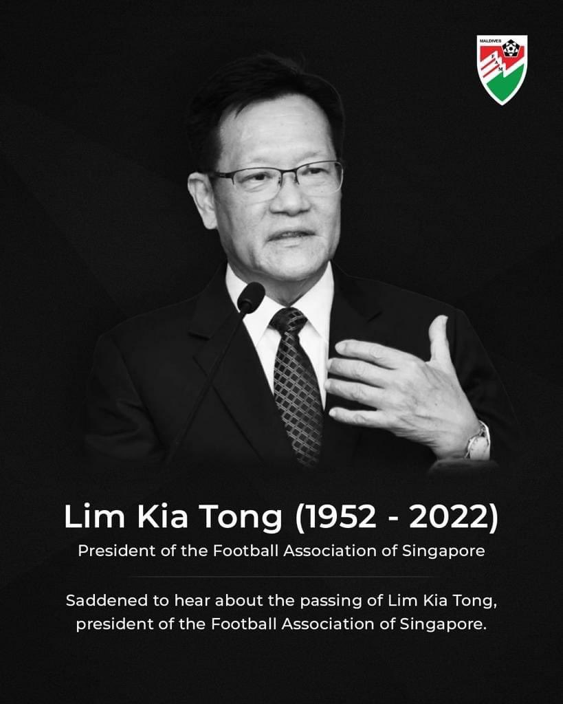 We extend our sincere condolences to the late President of the Football Association of Singapore, Mr. Lim Kia Tong's family.😔🇸🇬