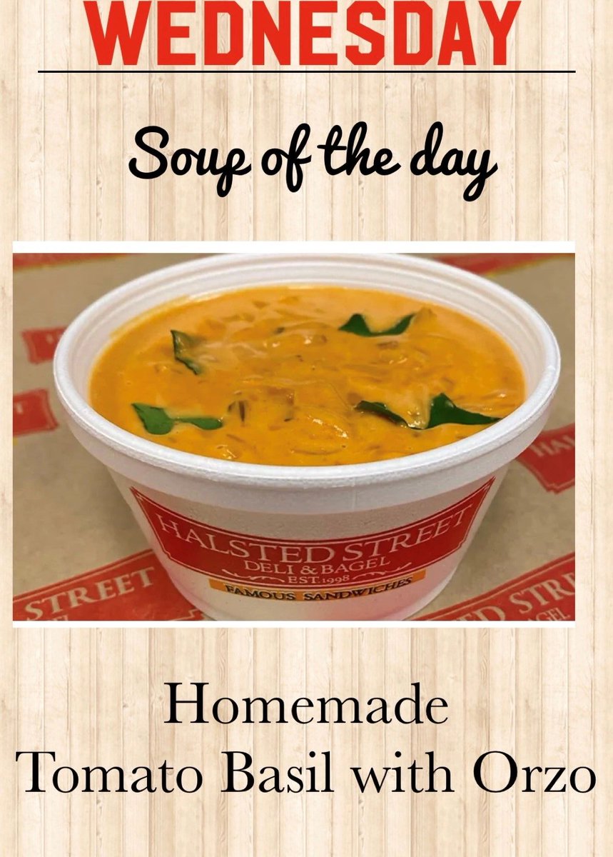 halsted311's tweet photo. Hurry and make your way to get Mary's Homemade Tomato Basil with Orzo.  It is our #1 seller.   Made with a unique blend of tomatoes, herbs and spices with orzo pasta. 
#Halsted311 #Chicago #TheLoop  #deli #fresh #catering #TomatoBasilSoup https://t.co/BepdFdwKXp
