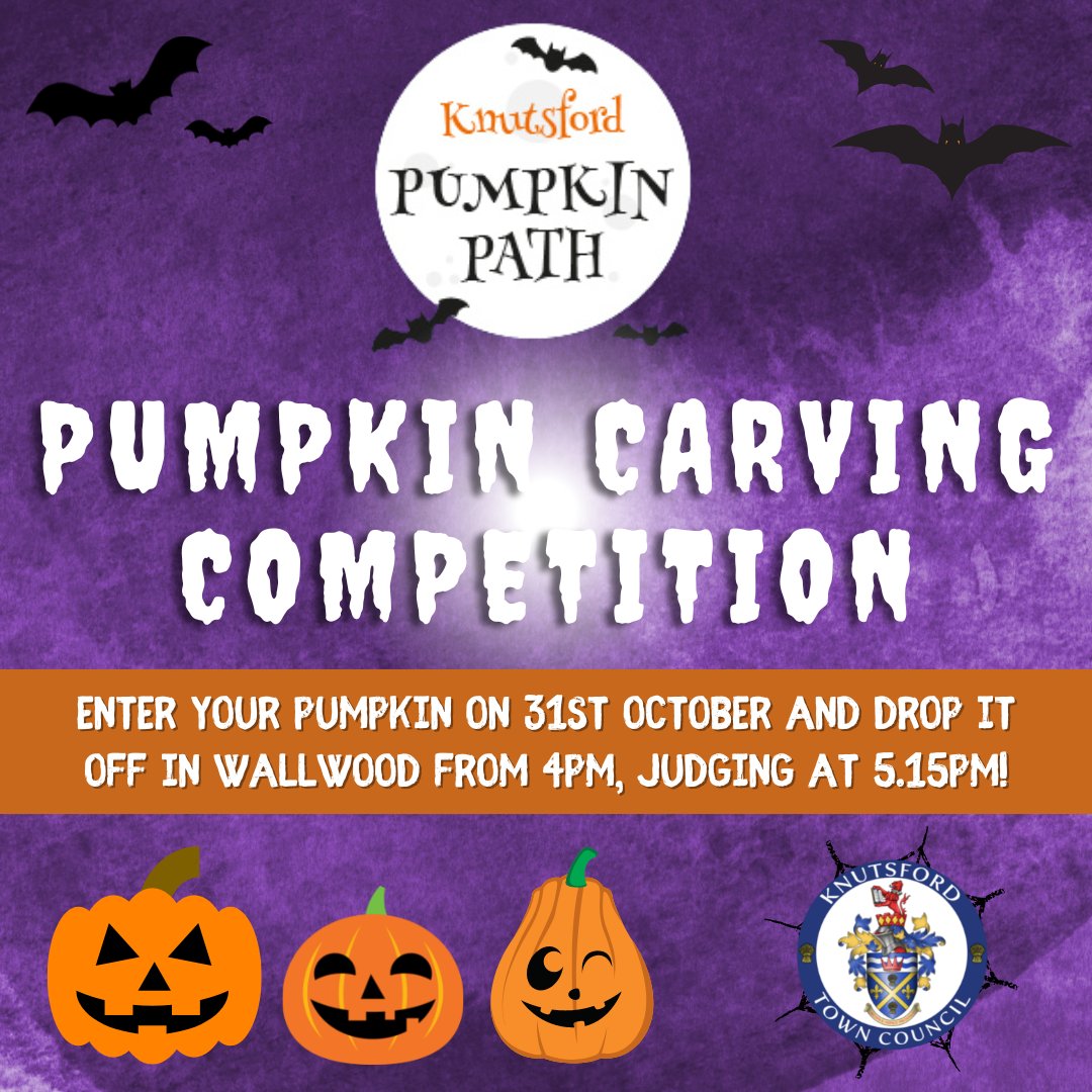 Knutsford Pumpkin Path ๐ (@pumpkinpath) on Twitter photo โจ๐ป๐ PUMPKIN CARVING COMPETITION ๐๐ปโจ
Our pumpkin carving competition is back this year! You can drop off your pumpkins on 31st October from 4pm in Wallwood & <a href="/knutsfordmayor/">Knutsford Town Mayor</a> will judge the pumpkins at 5.15pm and award prizes to two runners up and one 1st place prize! โจ๐ป๐ PUMPKIN CARVING COMPETITION ๐๐ปโจ
Our pumpkin carving competition is back this year! You can drop off your pumpkins on 31st October from 4pm in Wallwood & <a href="/knutsfordmayor/">Knutsford Town Mayor</a> will judge the pumpkins at 5.15pm and award prizes to two runners up and one 1st place prize!