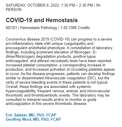UChicagoPath's tweet photo. Feeling withdrawal or FOMO from #ASCP2022? 

Several more faculty will be teaching at #CAP2022 in N'awlins

Geoff Wool with 2 courses on Oct 8 and Nam Setia @nsetia5 on Oct 10 and @JBennMD on Oct 11 https://t.co/qEVKgp8FGy