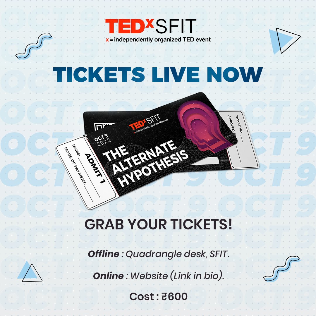 Well, we have already announced few of the speakers and the theme for TEDXSFIT 2022
Whats left?!🤨
*YOU GUYS*🫵
The tickets are live now!
Get your Tickets and fasten your seatbelts for this wonderful experience✨

#TEDxSFIT #TEDx #tickets #explorepage #Mumbai