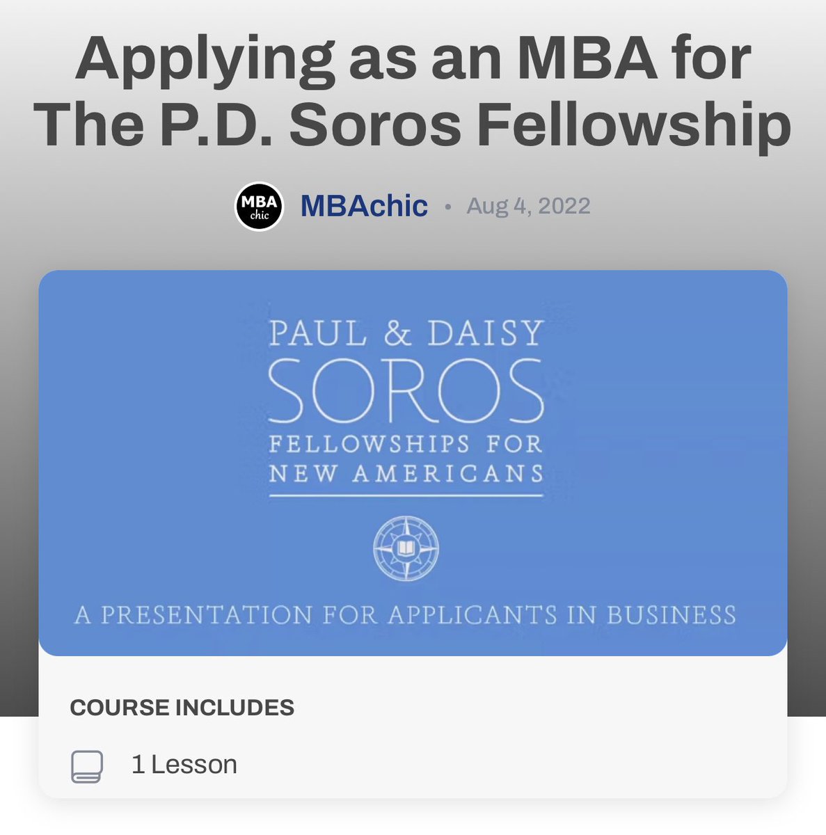 MBAchic's tweet photo. The deadline for the $90k @PDSoros fellowship for immigrants and new Americans is October 27 π
Watch this MBA info session inside the MBAchic library #firstgen #firstgenMBA
And check out our interviews (new one is out tomorrow!) with Fellows who have pursued their MBA: https://t.co/TGs0tXFzk6