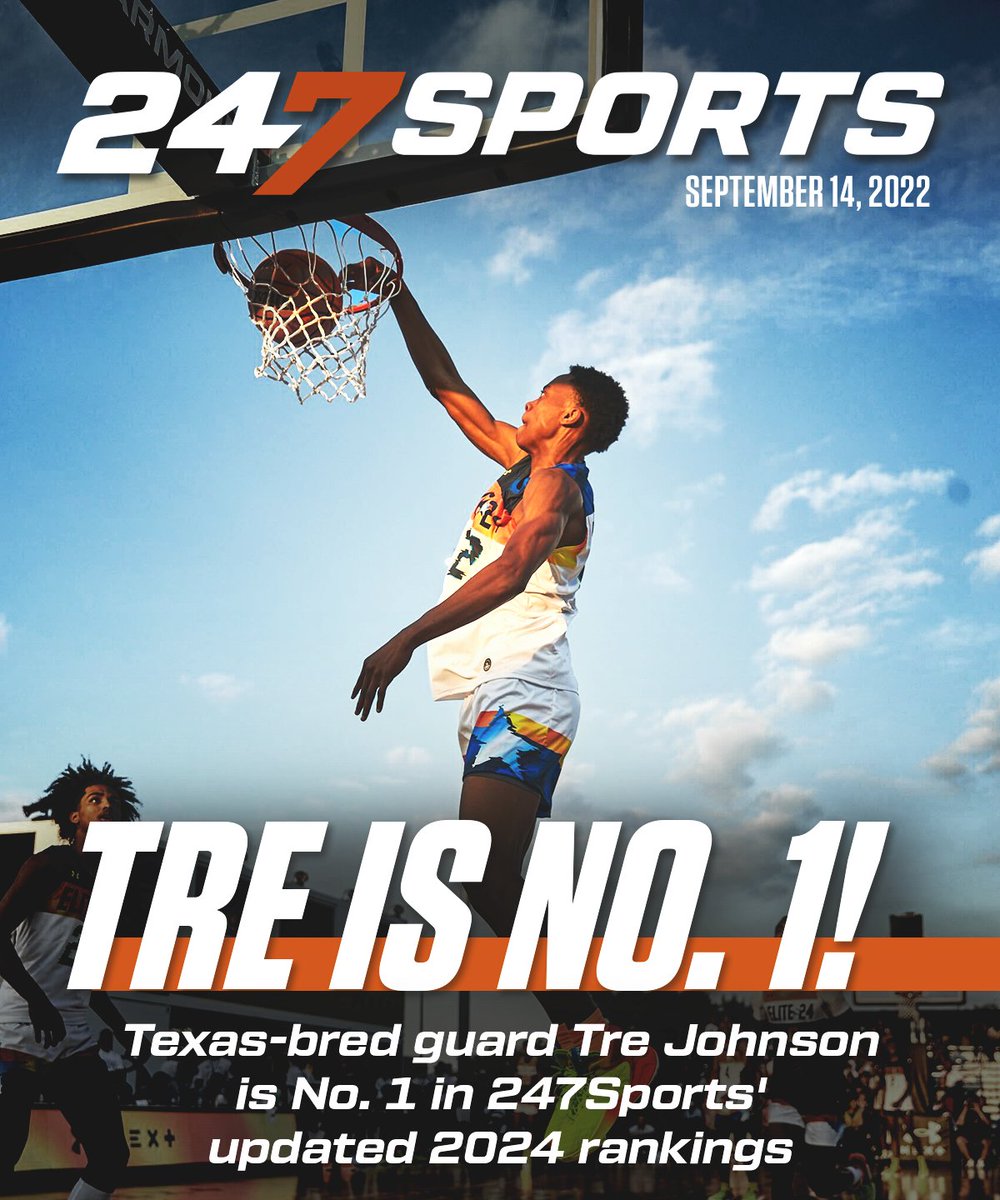 247Sports (@247sports) on Twitter photo 🚨 There's a new No. 1 in 2024: Texas-bred guard Tre Johnson (<a href="/iamtrejohnson1/">iamtrejohnson</a>).
<a href="/AdamFinkelstein/">Adam Finkelstein</a> on the battle for the top spot.
247sports.com/Article/2024-b… 🚨 There's a new No. 1 in 2024: Texas-bred guard Tre Johnson (<a href="/iamtrejohnson1/">iamtrejohnson</a>).
<a href="/AdamFinkelstein/">Adam Finkelstein</a> on the battle for the top spot.
247sports.com/Article/2024-b…