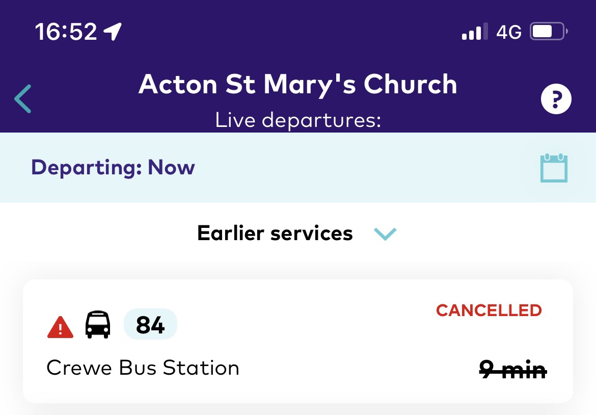 SecretGinge's tweet photo. @arrivanorthwest please do something with your app so it displays reliable information! Missed bus one as it arrived early despite app saying on time, missed the next one as app displayed it was cancelled. Started walking instead and the bus drives past me - absolute joke. https://t.co/YbejvkgBuB