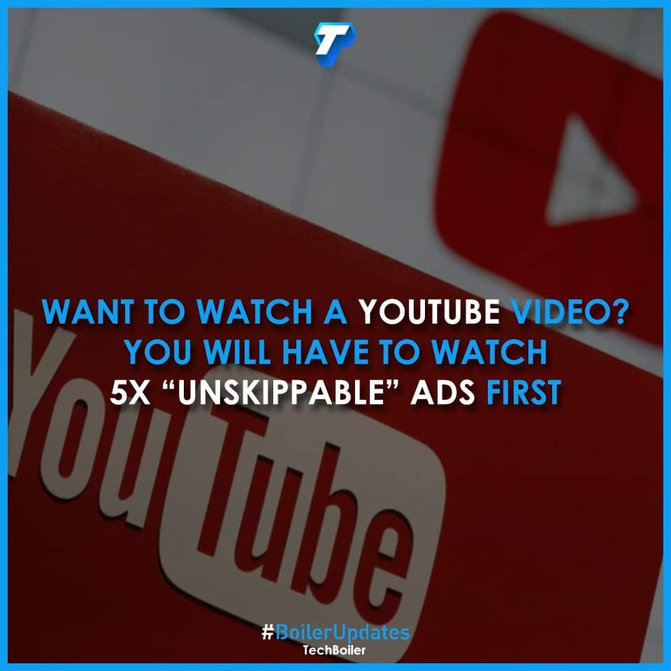 techboilers's tweet photo. YouTube Has Started Testing 5 Ads In Videos 😣 #BoilerUpdates #YouTube https://t.co/tcpkLCqSdL