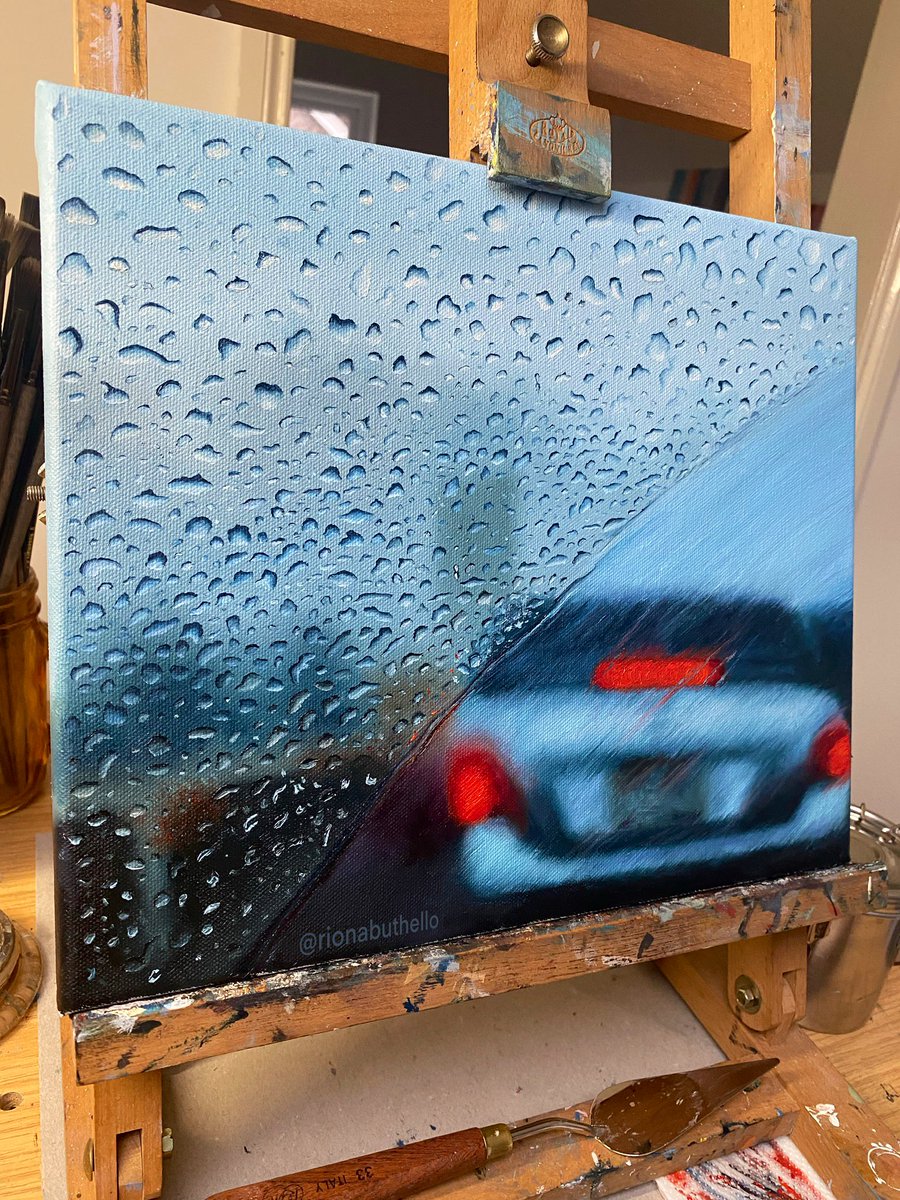 My Oil Painting of a Rainy Windscreen