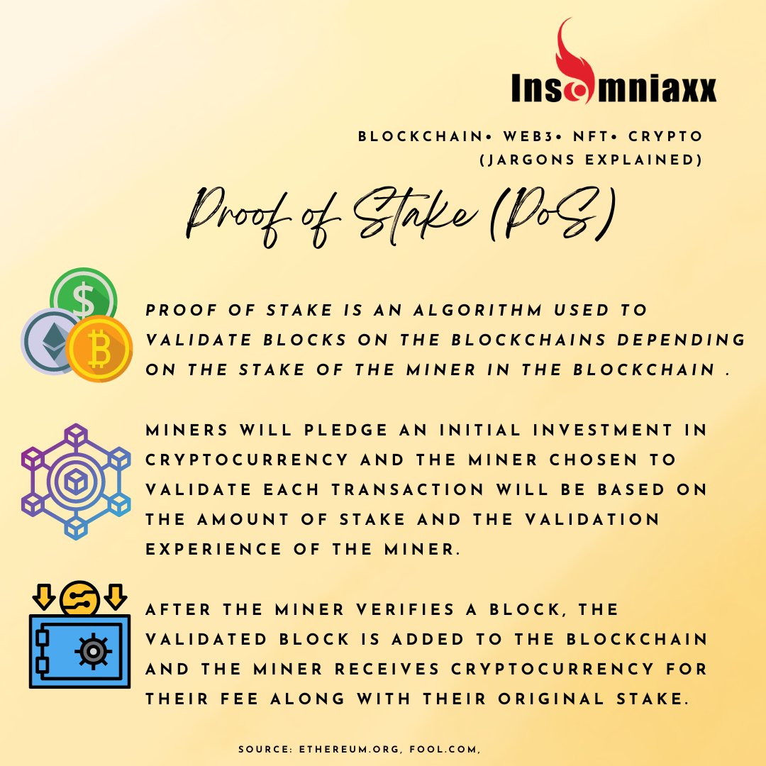 TravellaNFT's tweet photo. Jargons Explained:
Proof of Stake (POS)
#CryptoJargons
#Insomniaxx
#TravellaNFT
#CryptoNews
#Web3
#Blockchain
#NFTCommunity
#NFT https://t.co/s8A2vj6oxT