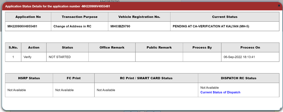 RahulKuveskar's tweet photo. @MORTHIndia 

Dear Sir / Mam, Have submitted Application no MH220906V4955481 for changing address in RC on 6th September 2022. same is pending for verification, Please expedite and do the needful at earliest. 
@OfficeOfNG @nitin_gadkari Sir Please help and do the needful. https://t.co/OWFR3TeCXA