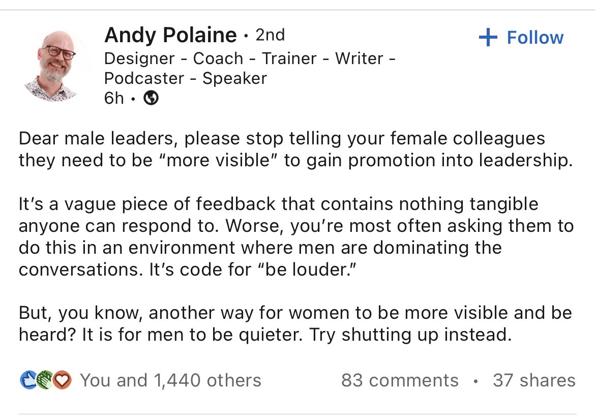 🚨Rare decent LinkedIn post alert.🚨 

Big fan of this
