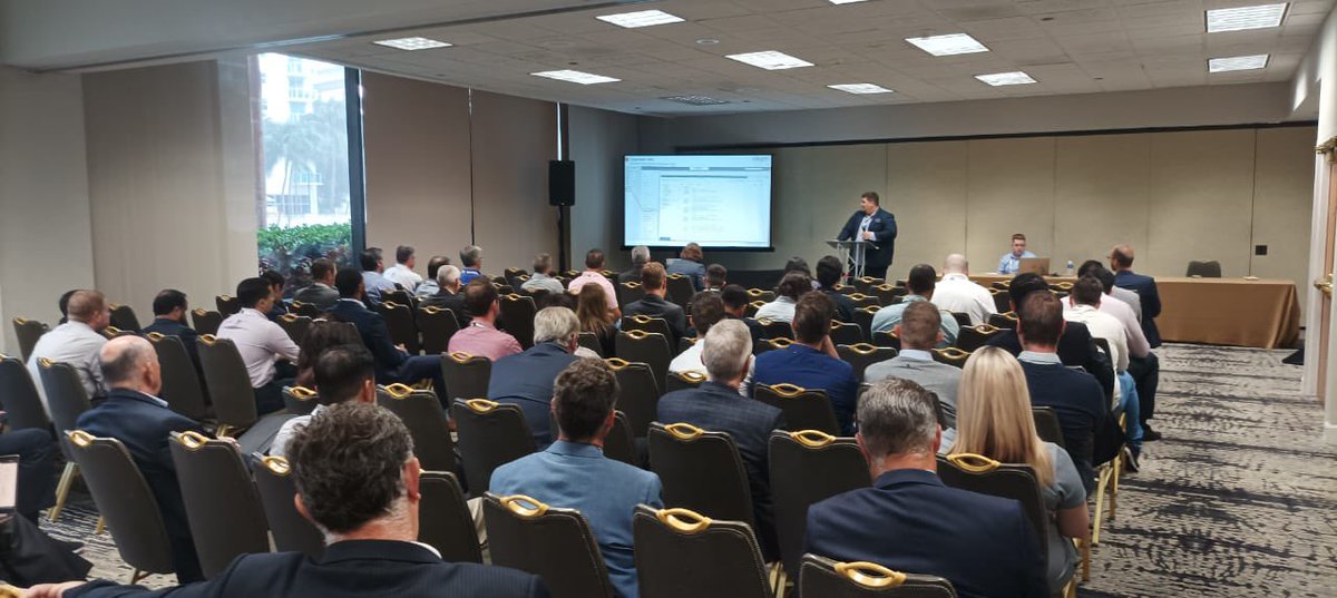 SeaburySolution's tweet photo. Both @CarlosRBianchi &amp; Manuel Roché in action this morning @AircraftCommrce @OpsMRO_ITConf in Miami.

Come visit our booth to see a short #Alkym demo, where our team will show you the benefits of having such a flexible #maintenancesoftware, controlling your operations. https://t.co/Nu9MjAFVLI
