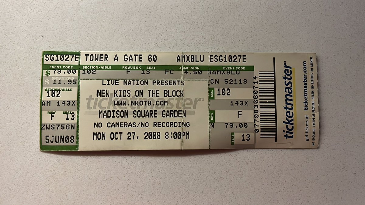 STeekaram's tweet photo. Found in my organizing today! @NKOTB concert stub from 2008 at Madison Square Garden! @ladygaga was their opening act! This was when we still used actual tickets! #blockhead forever https://t.co/miUFKqF2oE