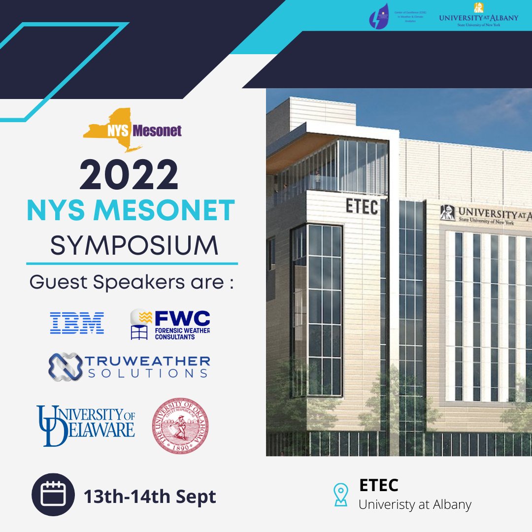 UAlbanyWxCOE's tweet image. The second annual NYS Mesonet symposium was held on 13th and 14th September at @UAlbany ETEC building. @NYSMesonet.          

#NYSMesont #weatheranalytics #urbanclimate #data #AI #Machinelearning #Mesonet