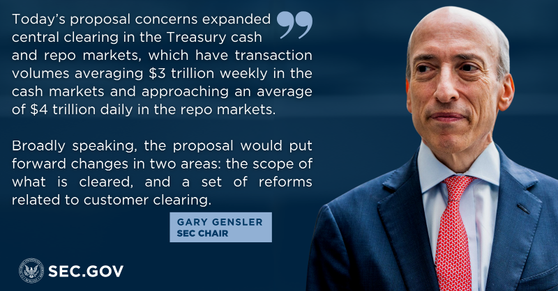GenslerArchive's tweet photo. I am pleased to support today's proposed rules regarding Treasury clearing because, if adopted, they would help to make a vital part of our capital markets more efficient, competitive, and resilient.

Read my statement ⬇️