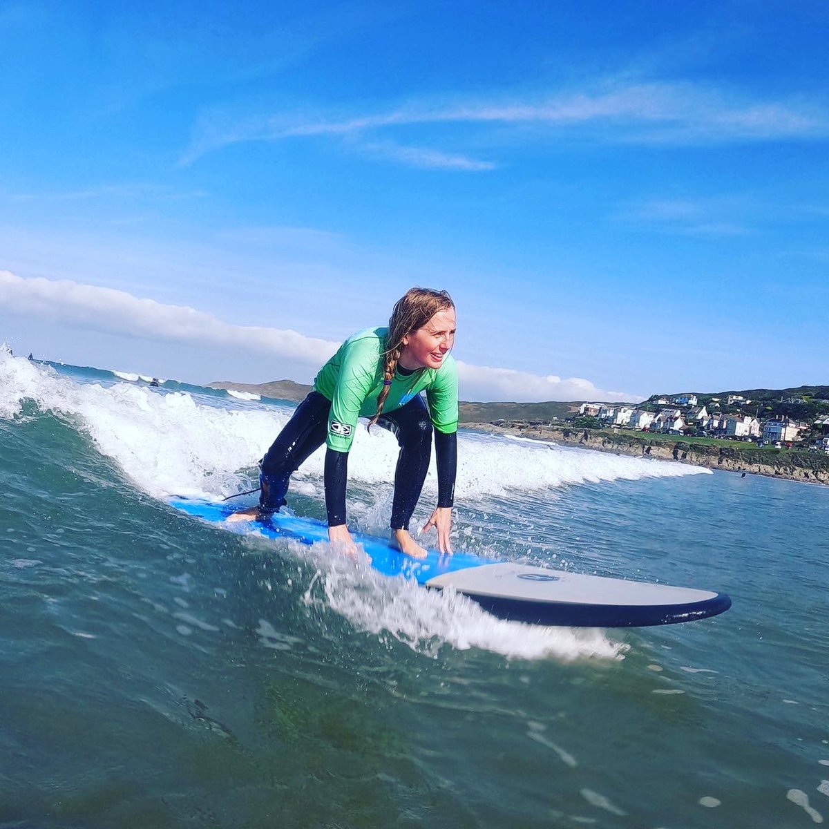WoolacombeSurf's tweet photo. Really lovely conditions and progression from todays #waveyladies surf session in the ☀️🌊 #surfschool #ladieswhosurf #woolacombe #sun #fun #beachlife #surfing #surfers #progression #woolacombebay #perfectsurf #northdevon #goodtimes https://t.co/mKEDgJkxeh